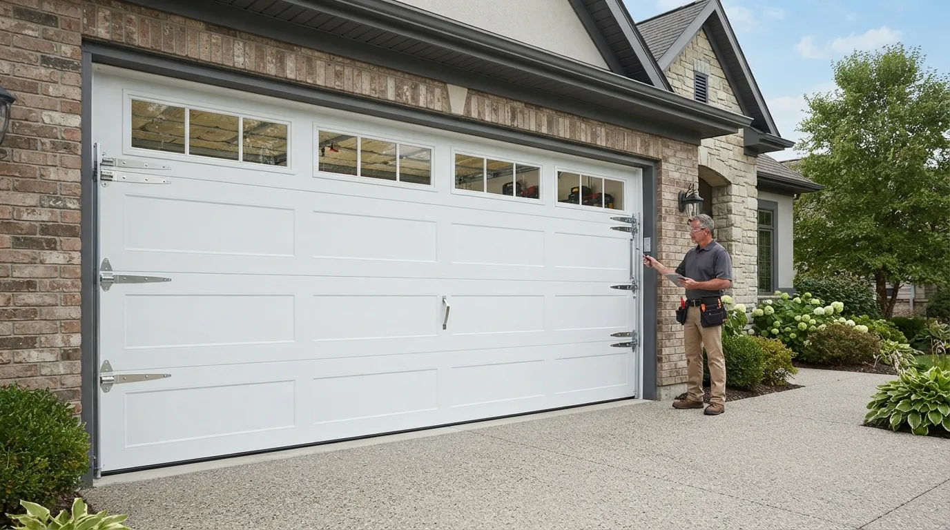 New residential garage door installed on a Thornton Colorado home